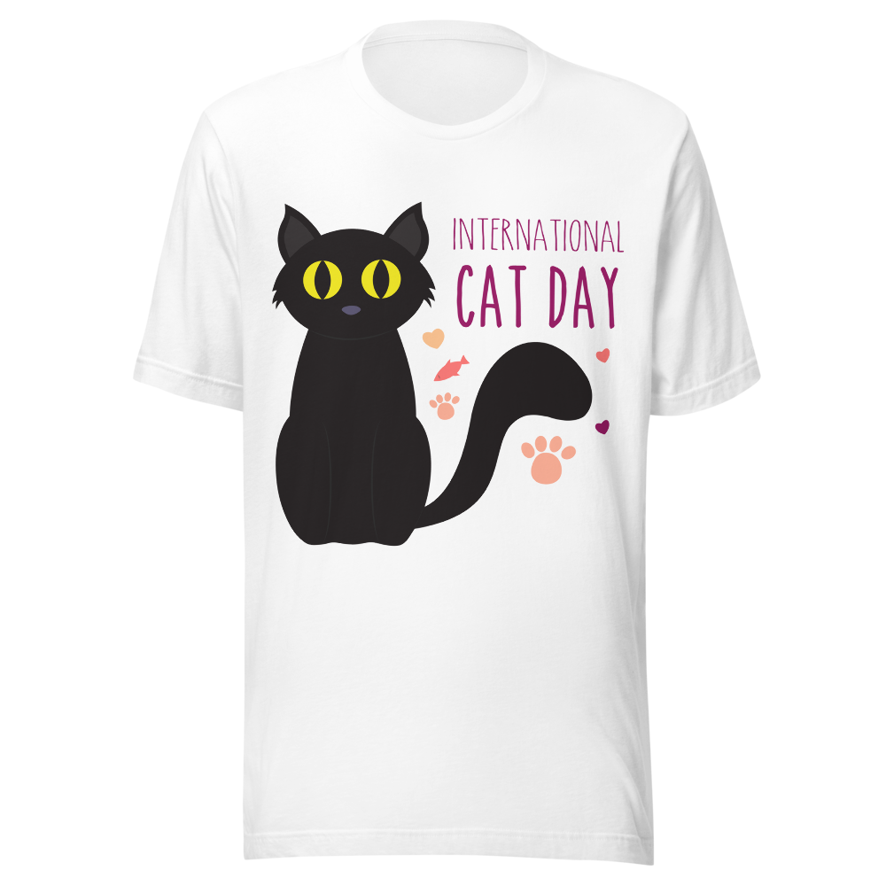 International Cat Day Cute Black Cat Art Print
