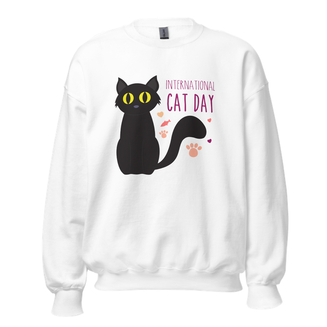 International Cat Day Cute Black Cat Art Print