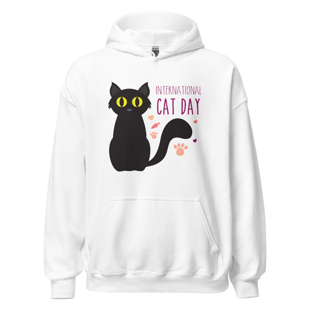 International Cat Day Cute Black Cat Art Print