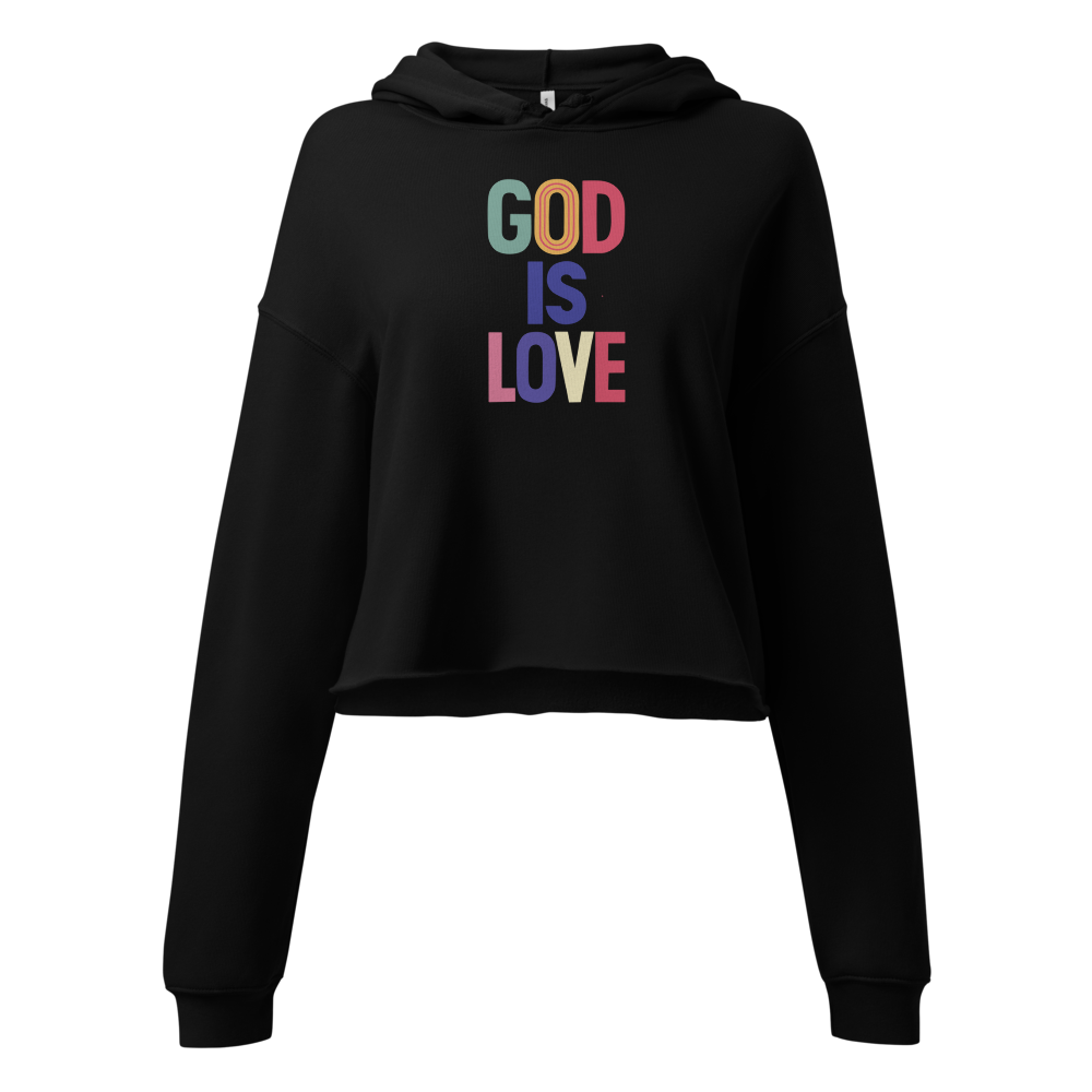 A cool womens cropped hoodie "God is love."