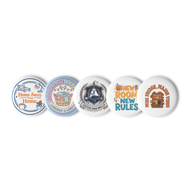 Dorm Essentials Pin Pack — Set of 5
