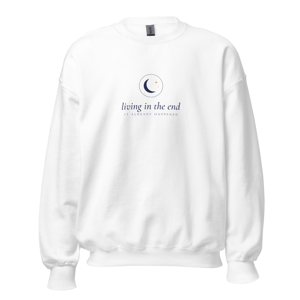 Living in the End Fine-Line Moon Crewneck