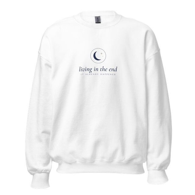 Living in the End Fine-Line Moon Crewneck
