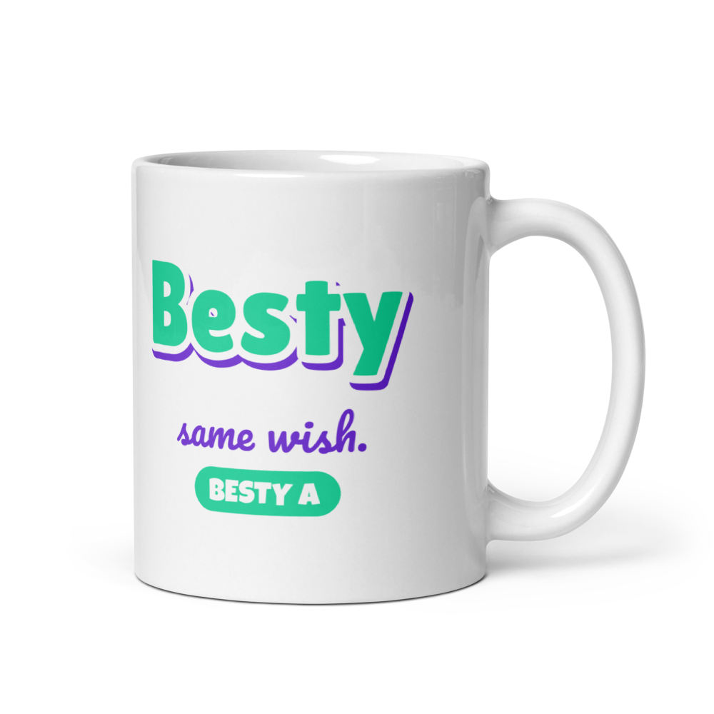 Besty Same Wish Mug A, Rainbow Half Heart