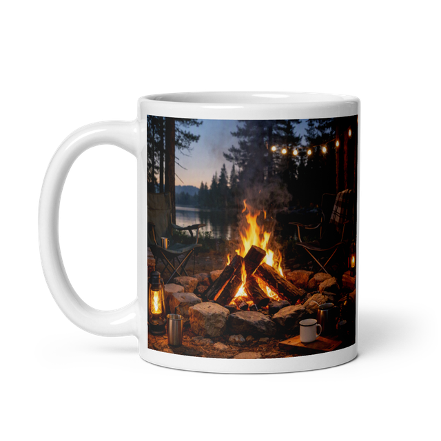 🏕️ The Cozy Campfire – Glossy Mug