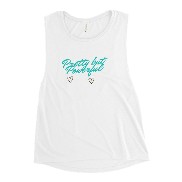 Pretty But Powerful Graphic Muscle Tank Top