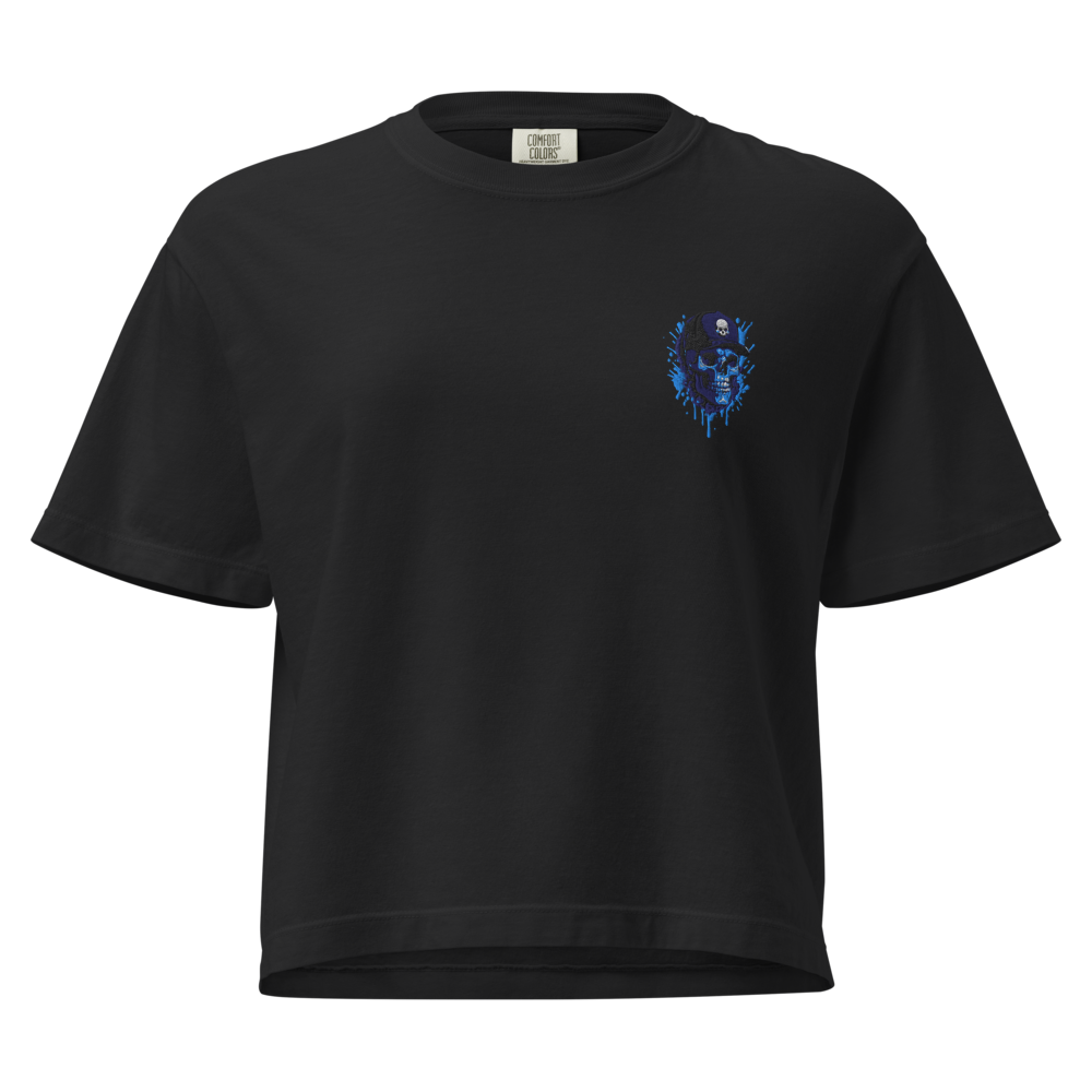 Black Blue Skull Graphic T-Shirt - Streetwear Tee