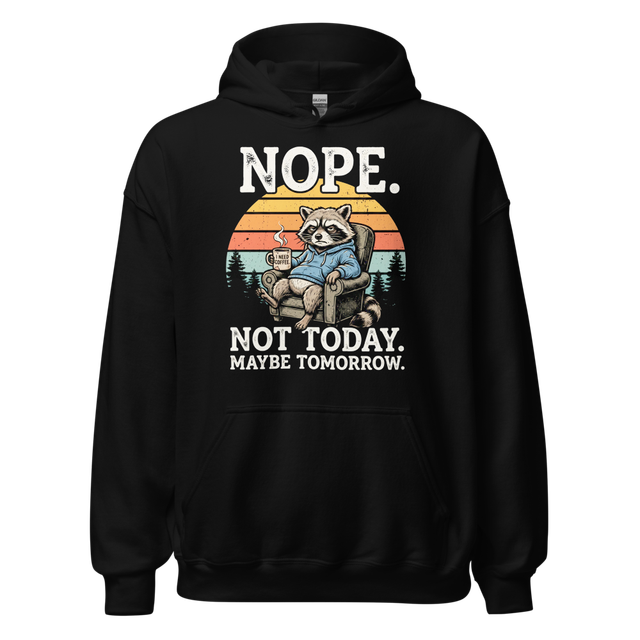 Grumpy Retro Coffee Raccoon 'Nope Not Today' Sarca