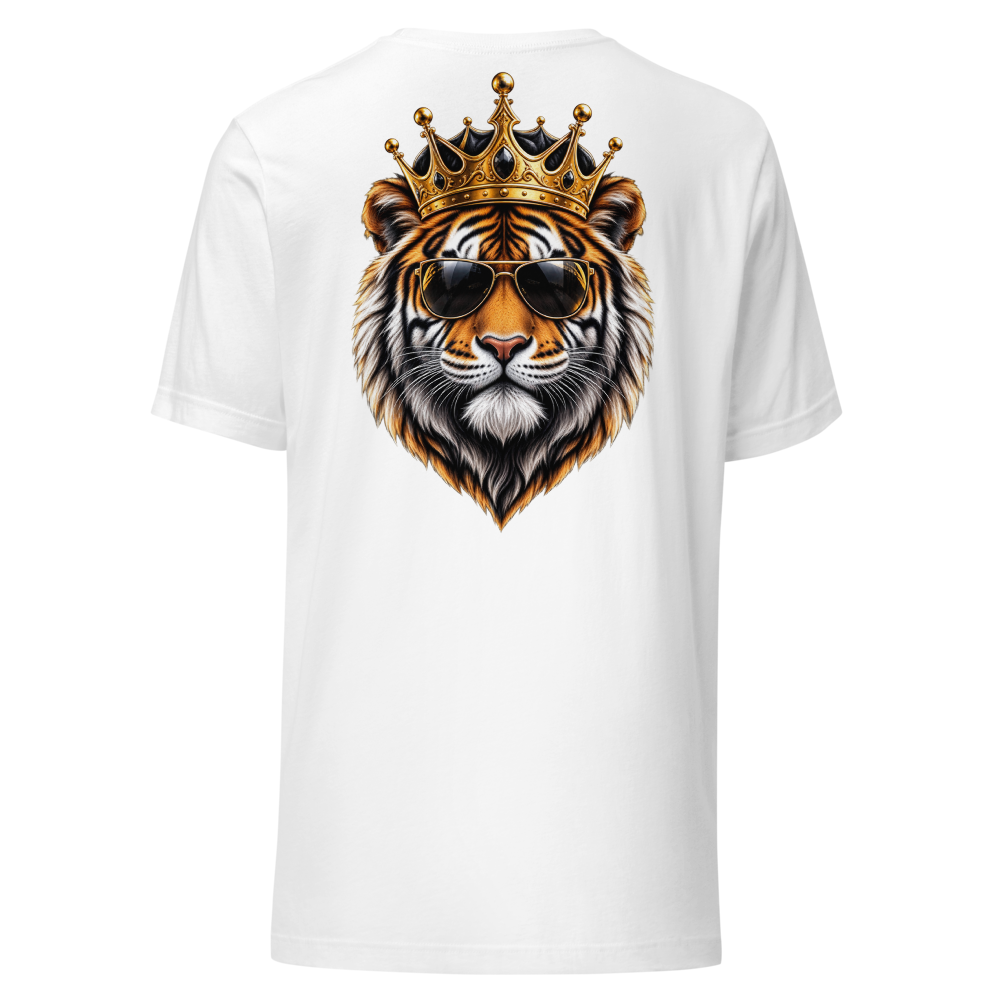 Royal Tiger King T-Shirt – Crown & Sunglasses.