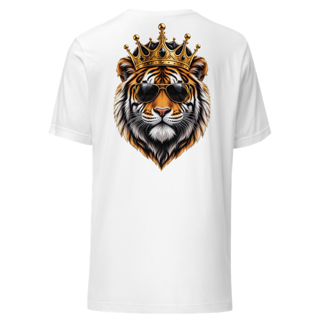 Royal Tiger King T-Shirt – Crown & Sunglasses.