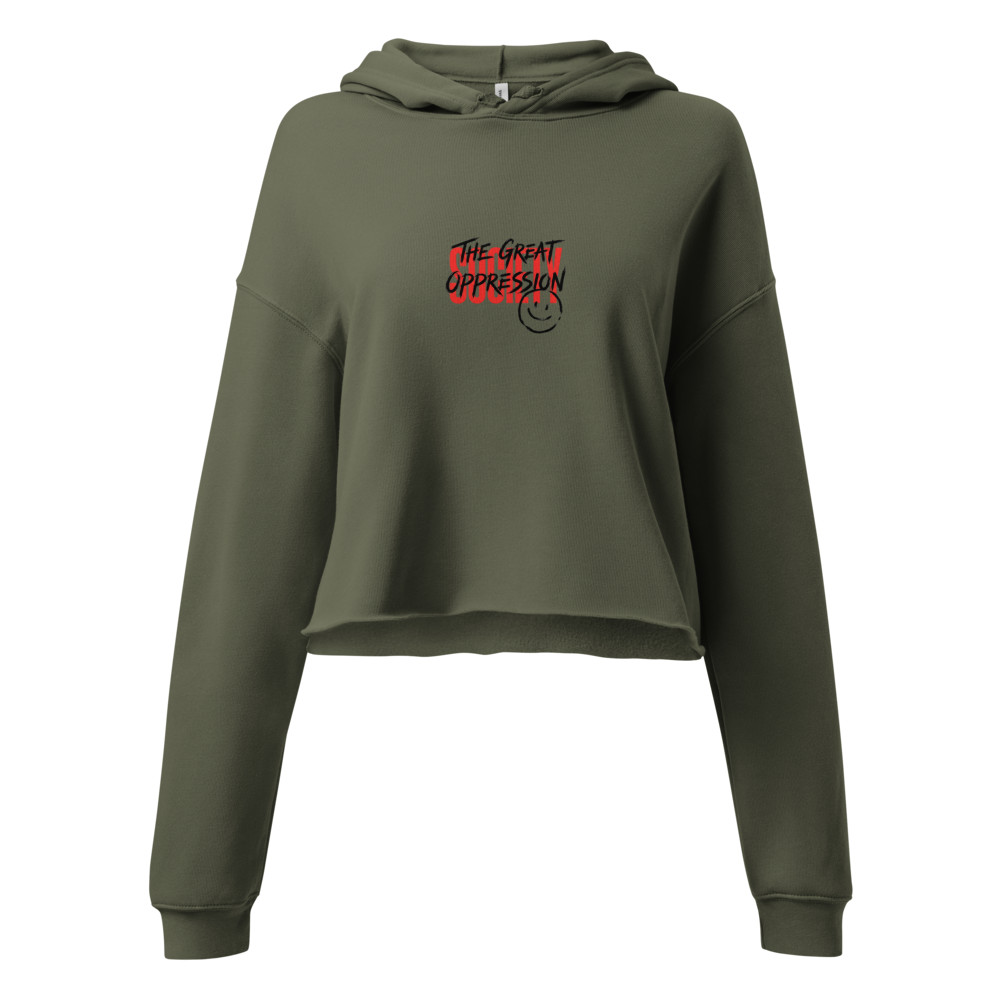 Sudadera Corta Verde Oliva con Capucha Bella+Canva