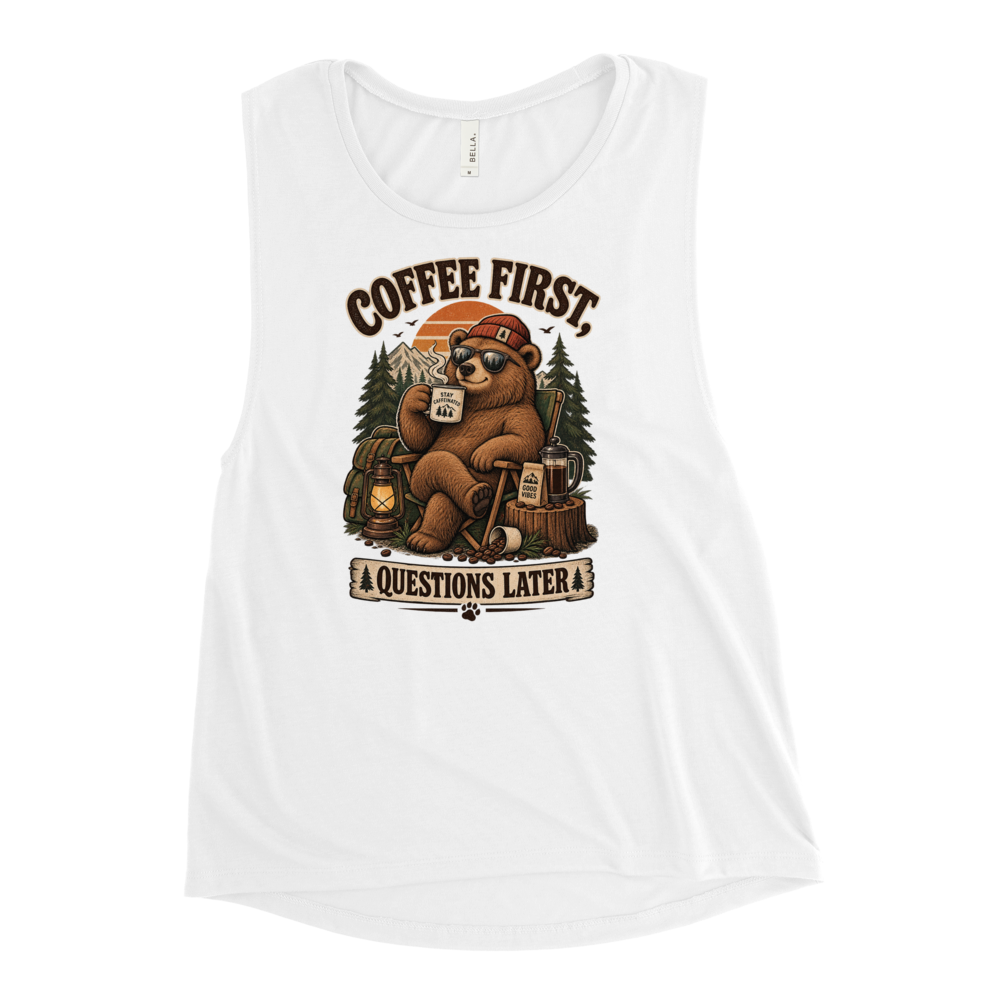 Vintage Bear Coffee Lover Funny Retro Animal