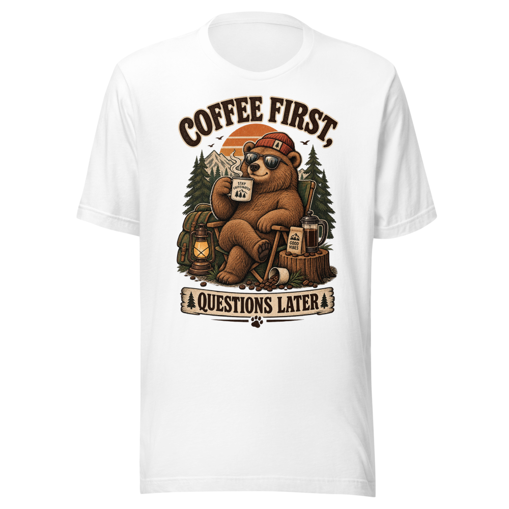 Vintage Bear Coffee Lover Funny Retro Animal