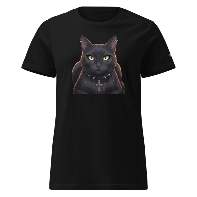 Gothic Grey Cat Graphic T-Shirt
