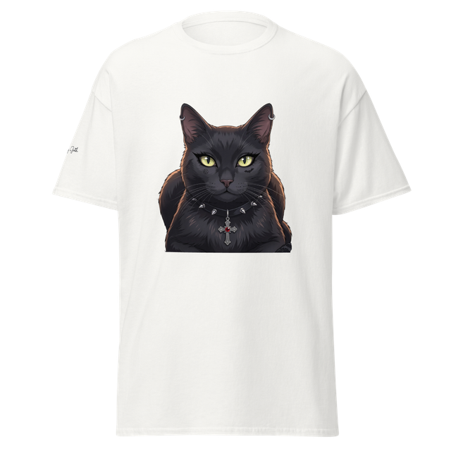 Gothic Grey Cat Graphic T-Shirt