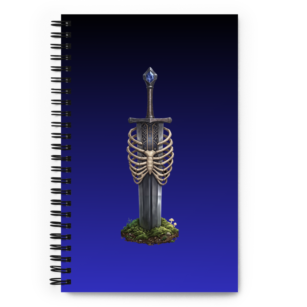 Gothic Sword & Ribcage Dark Fantasy SpiralNotebook