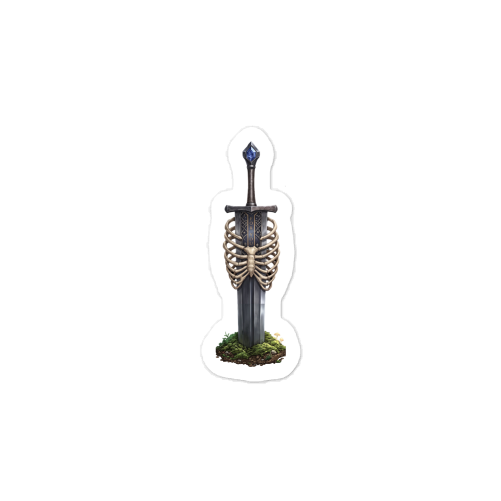 Gothic Sword & Ribcage Dark Fantasy Sticker
