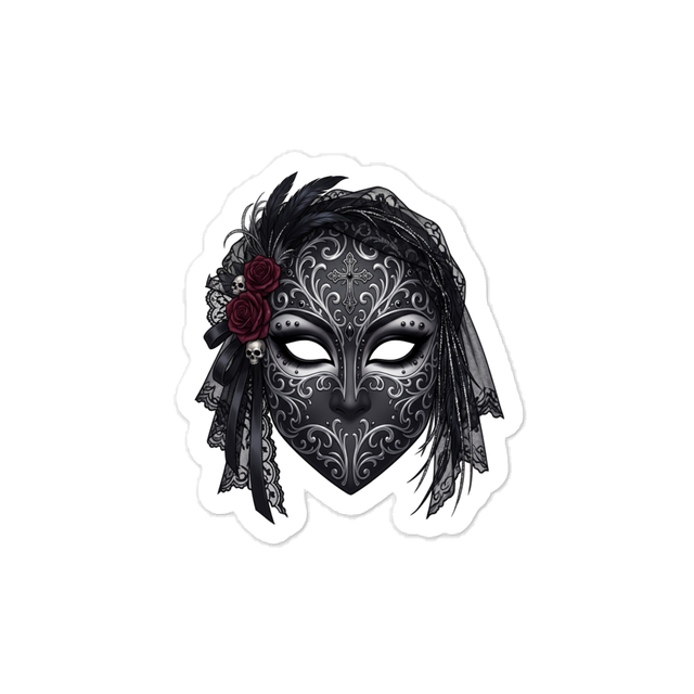 Gothic Venetian Masquerade Mask Vinyl Sticker