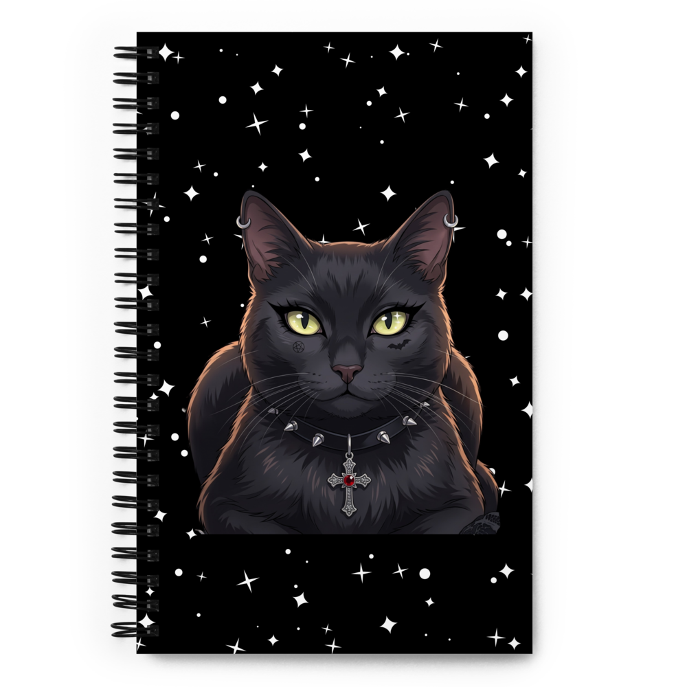 Gothic Grey Cat Spiral Notebook