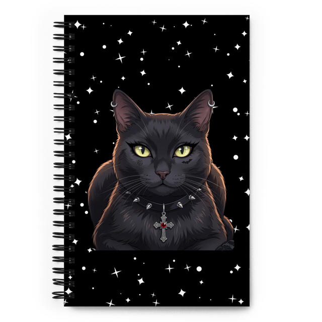 Gothic Grey Cat Spiral Notebook