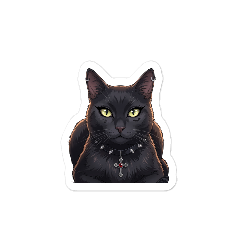 Gothic Grey Cat Vinyl Sticker