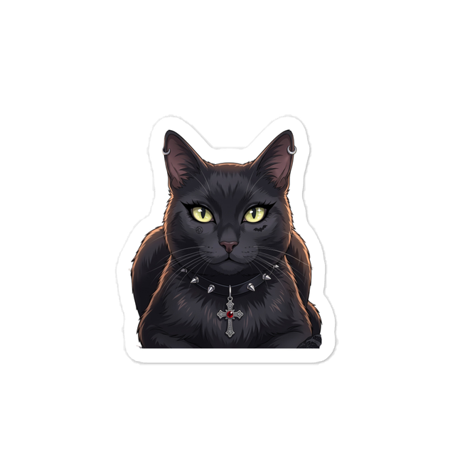 Gothic Grey Cat Vinyl Sticker