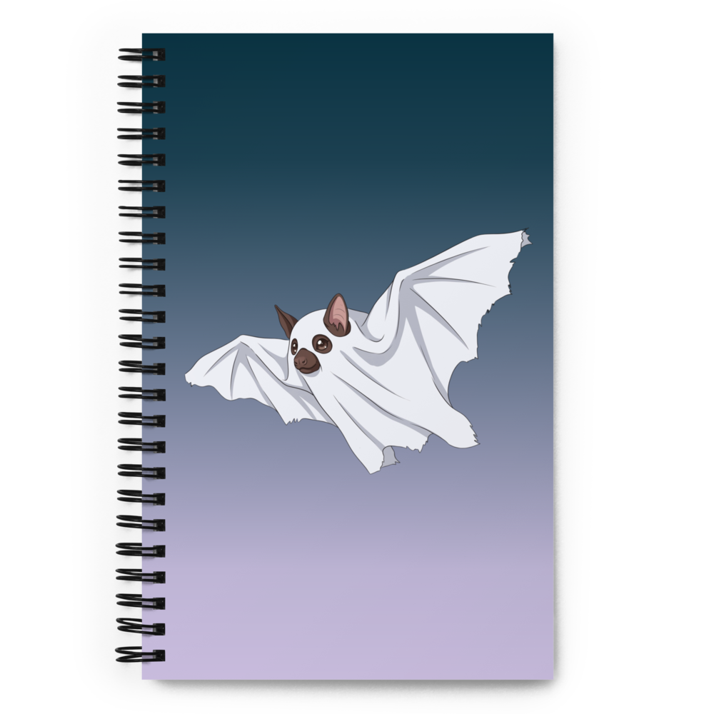 Cute Ghost Bat Halloween Spiral Notebook