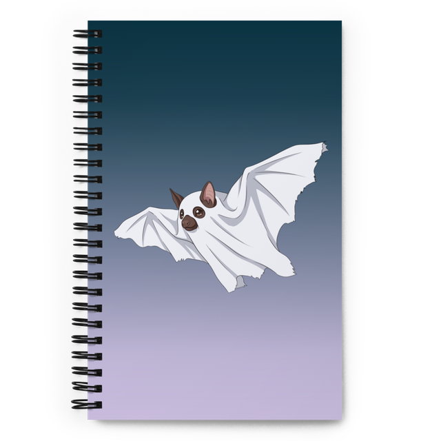 Cute Ghost Bat Halloween Spiral Notebook