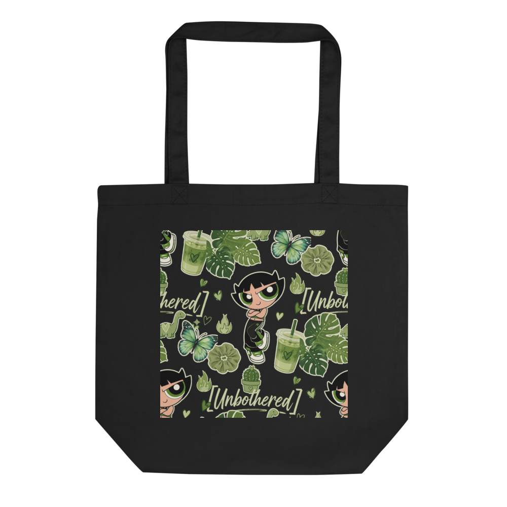 Unbothered Green Aesthetic Tote Bag | Kawaii Stick