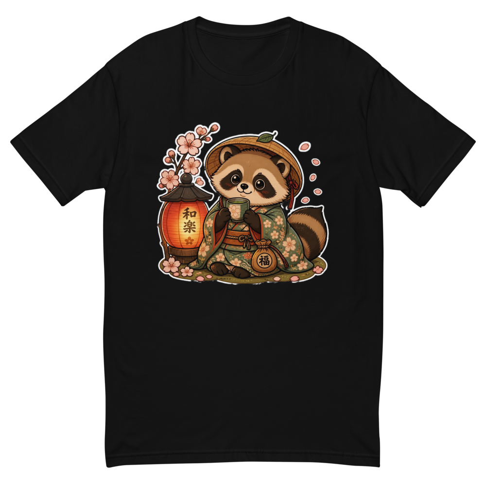 Cute Anime Red Panda Ramen Black T-Shirt