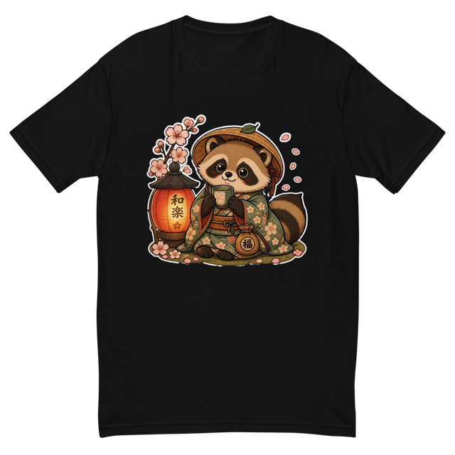 Cute Anime Red Panda Ramen Black T-Shirt