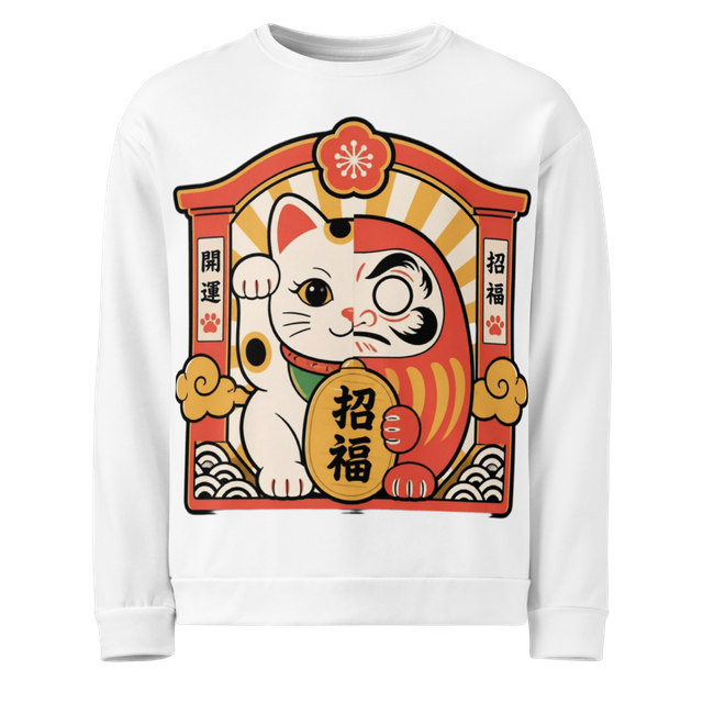 Japanese Lucky Cat Daruma Aesthetic Sweatshirt