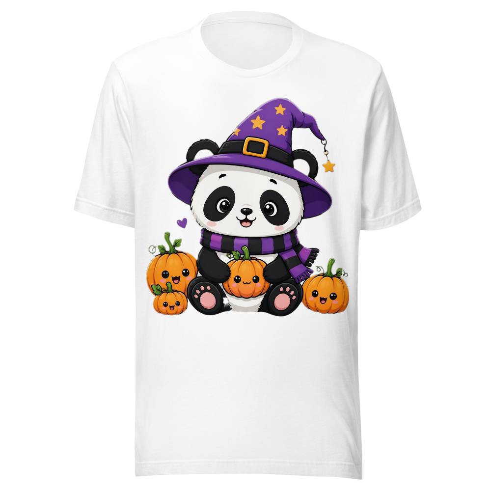 Cute Witch Panda Halloween T-Shirt