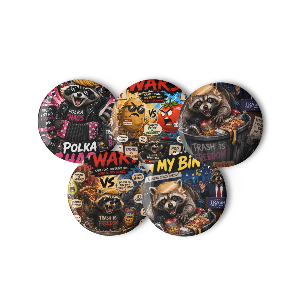 Crawling in My Bin - Raccoon Badges