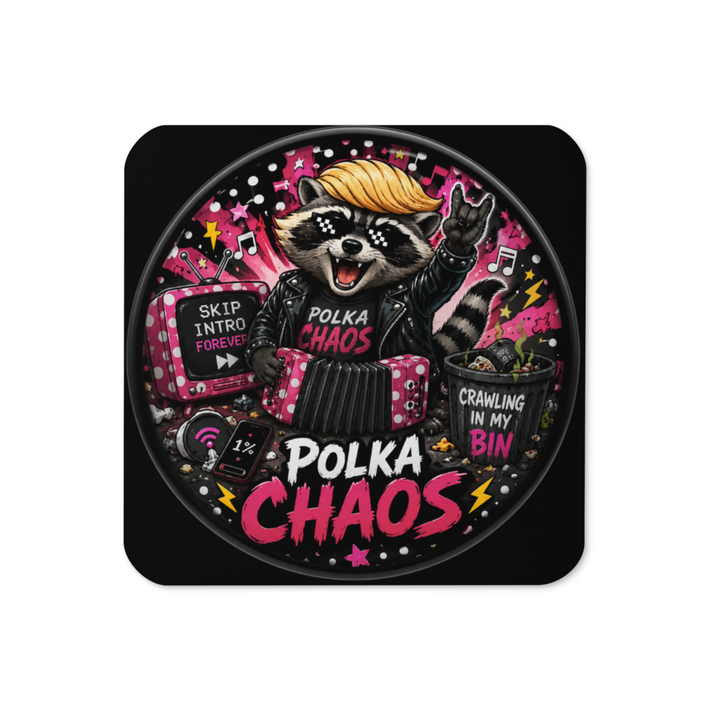 Polka Chaos - Crawling In My Bin - Raccoon Coaster
