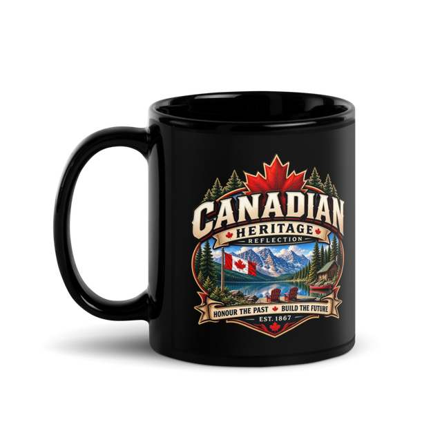 Canadian Heritage Reflection Black Coffee Mug