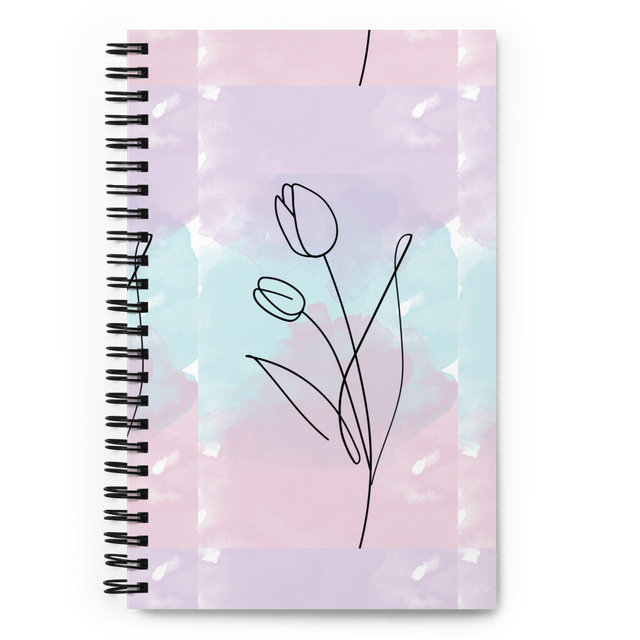 Pastel Bloom – Minimal Floral Spiral Notebook