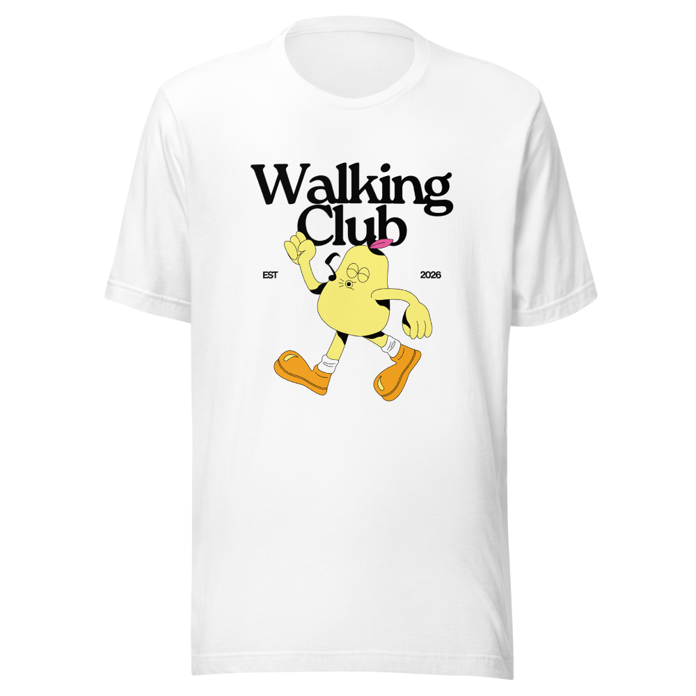 Cartoon duck mascot logo for walking club