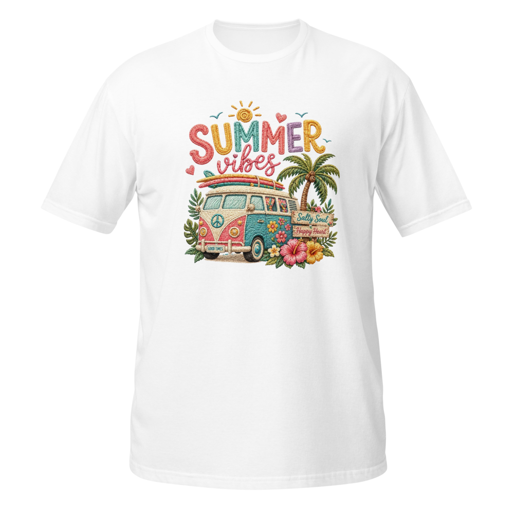 Summer Vibes Retro Beach Van Graphic T-Shirt – Uni