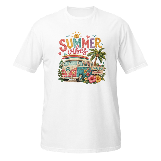 Summer Vibes Retro Beach Van Graphic T-Shirt – Uni