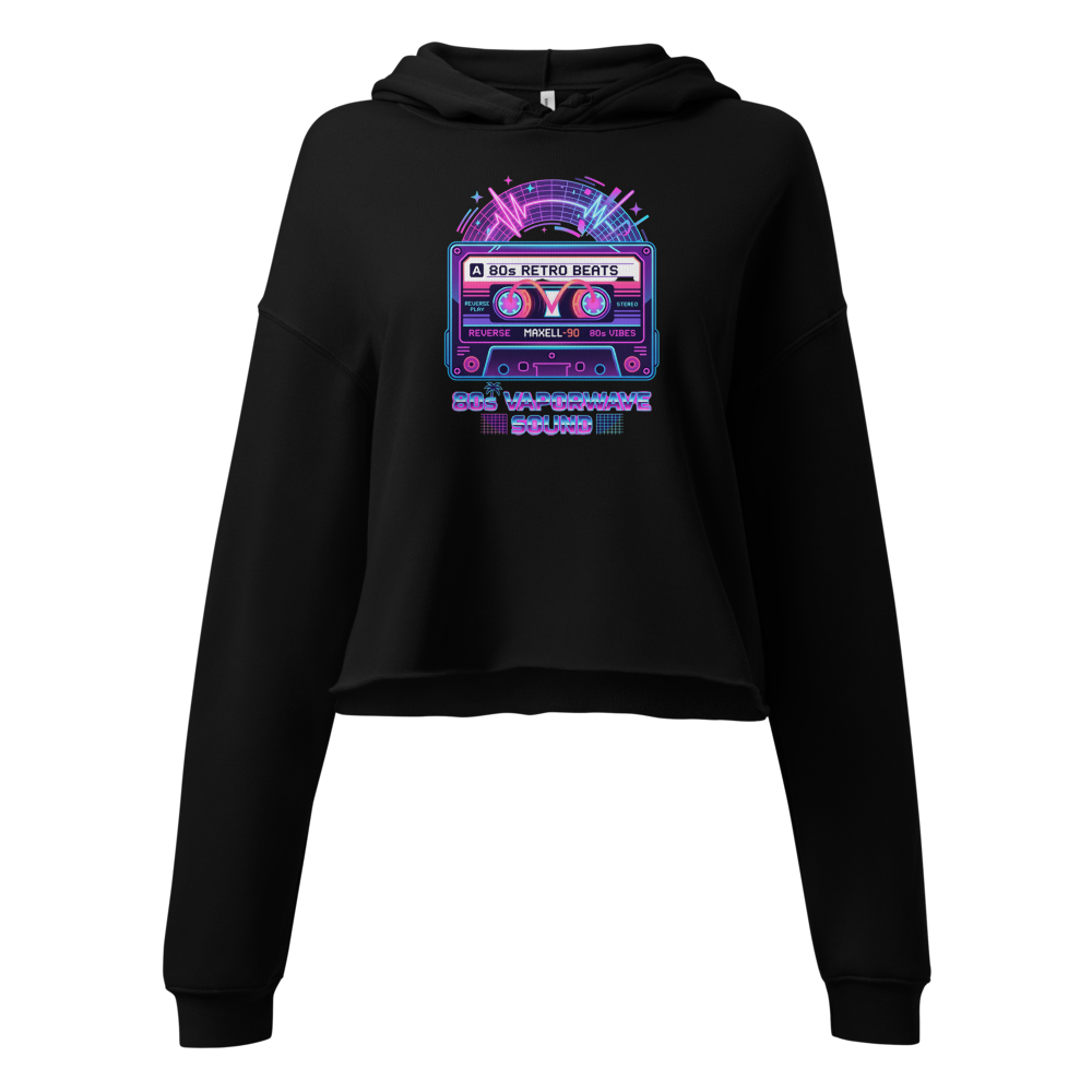 Retro 80s Music Cassette Tape Cropped Hoodie