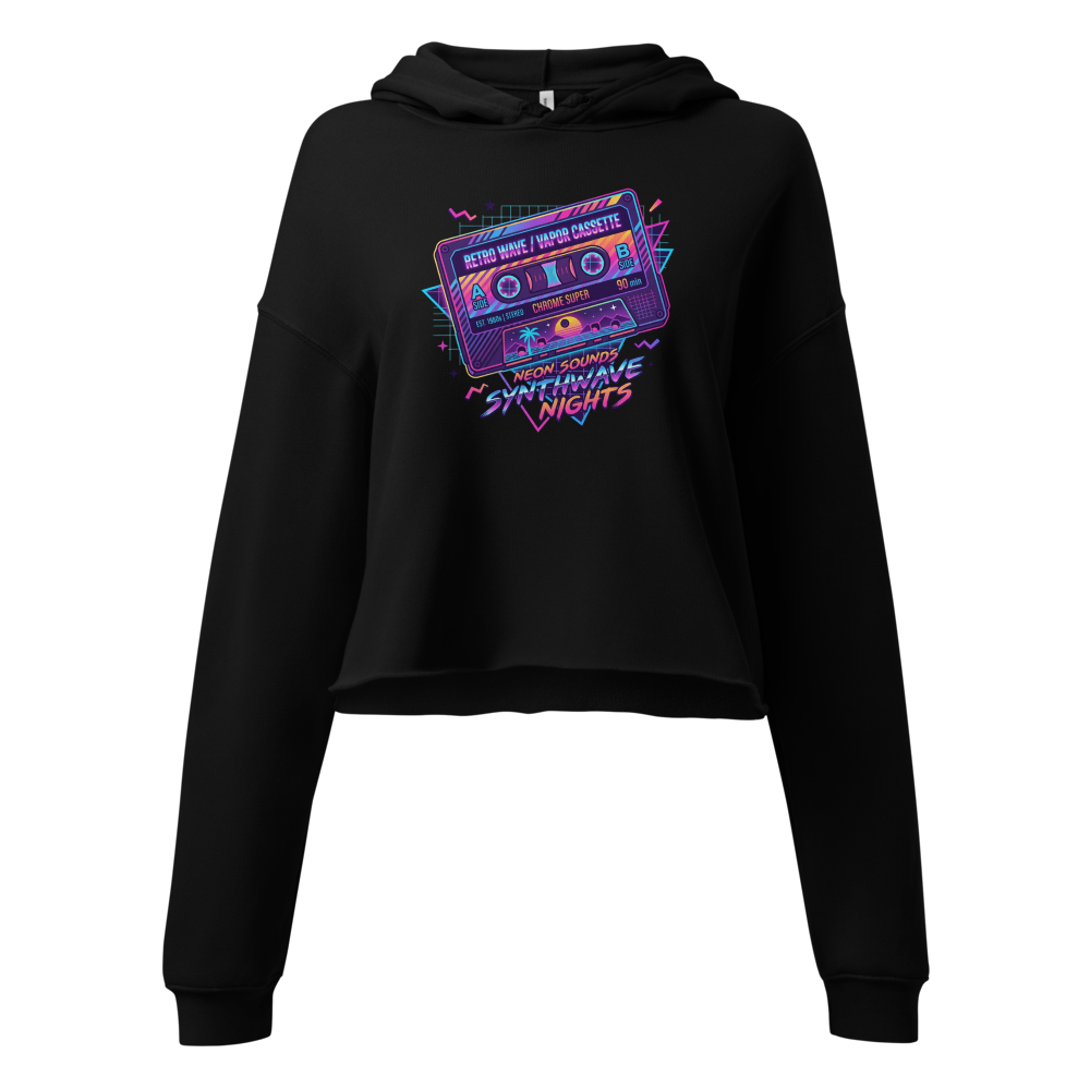 Retro 80s Cassette Tape Vaporwave Cropped Hoodie