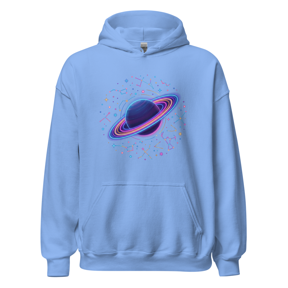 Cosmic Galaxy Saturn Minimalist Graphic Hoodie