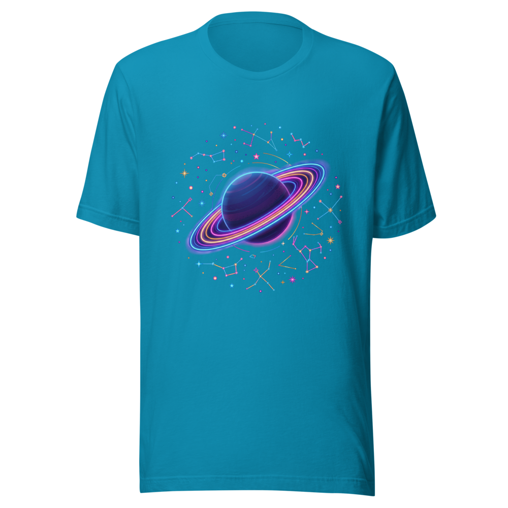 Cosmic Galaxy Saturn Minimalist Vector Graphic Tee