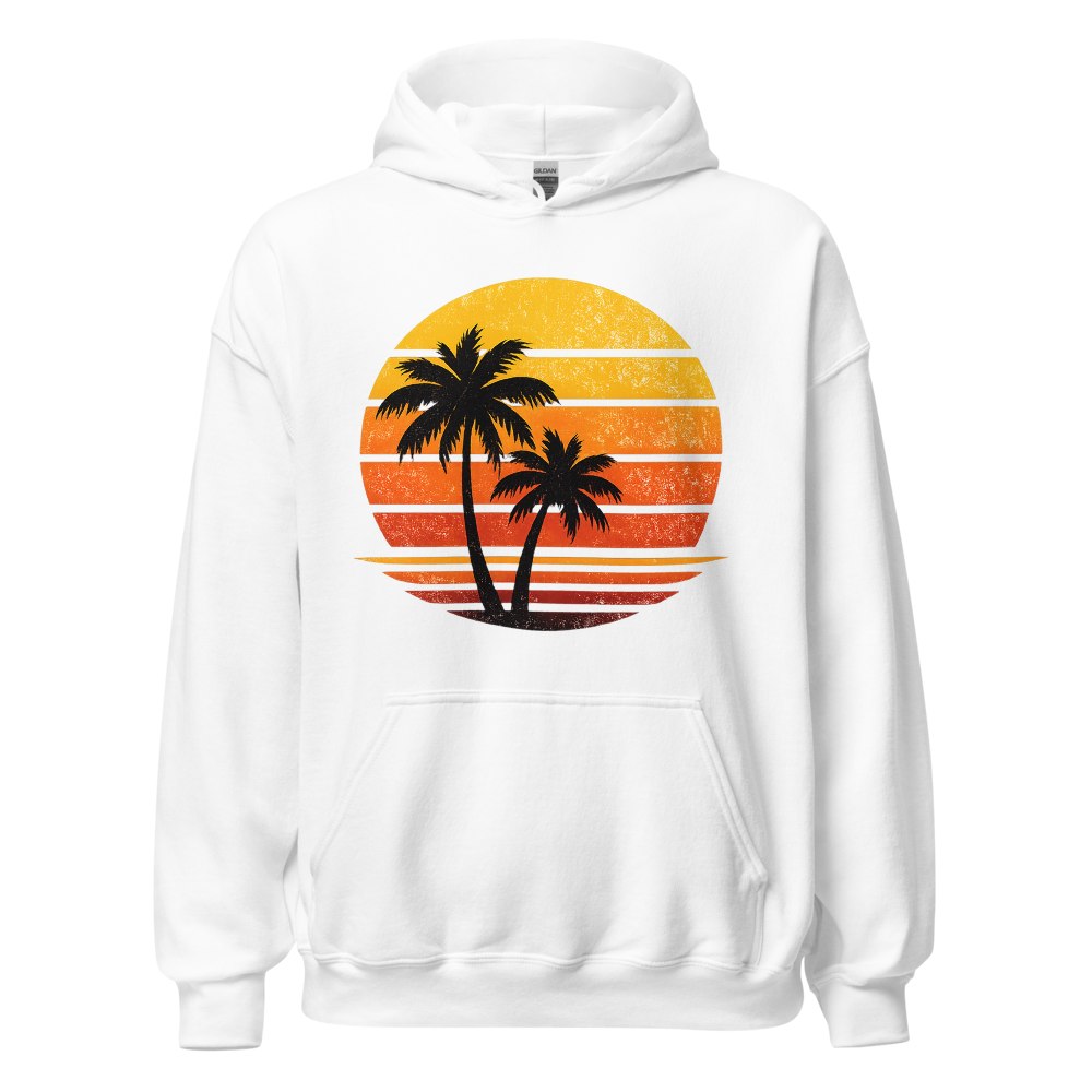 Women's Retro Sunset Palm Tree Cropped Hoodie | Vi