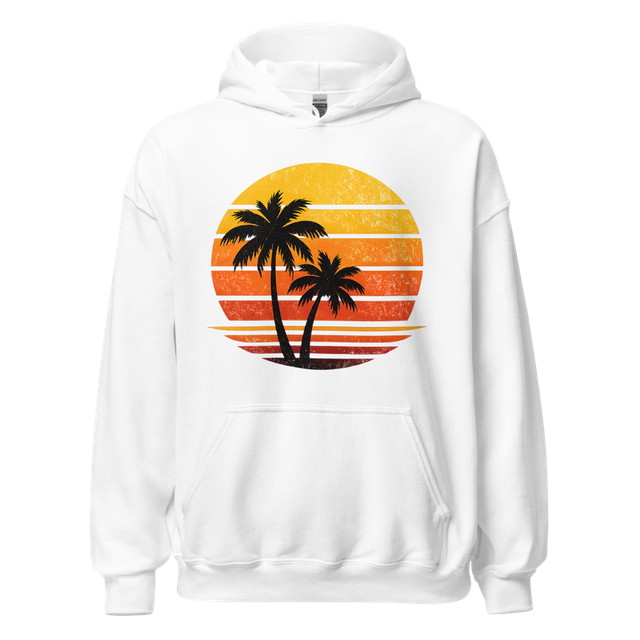 Women's Retro Sunset Palm Tree Cropped Hoodie | Vi