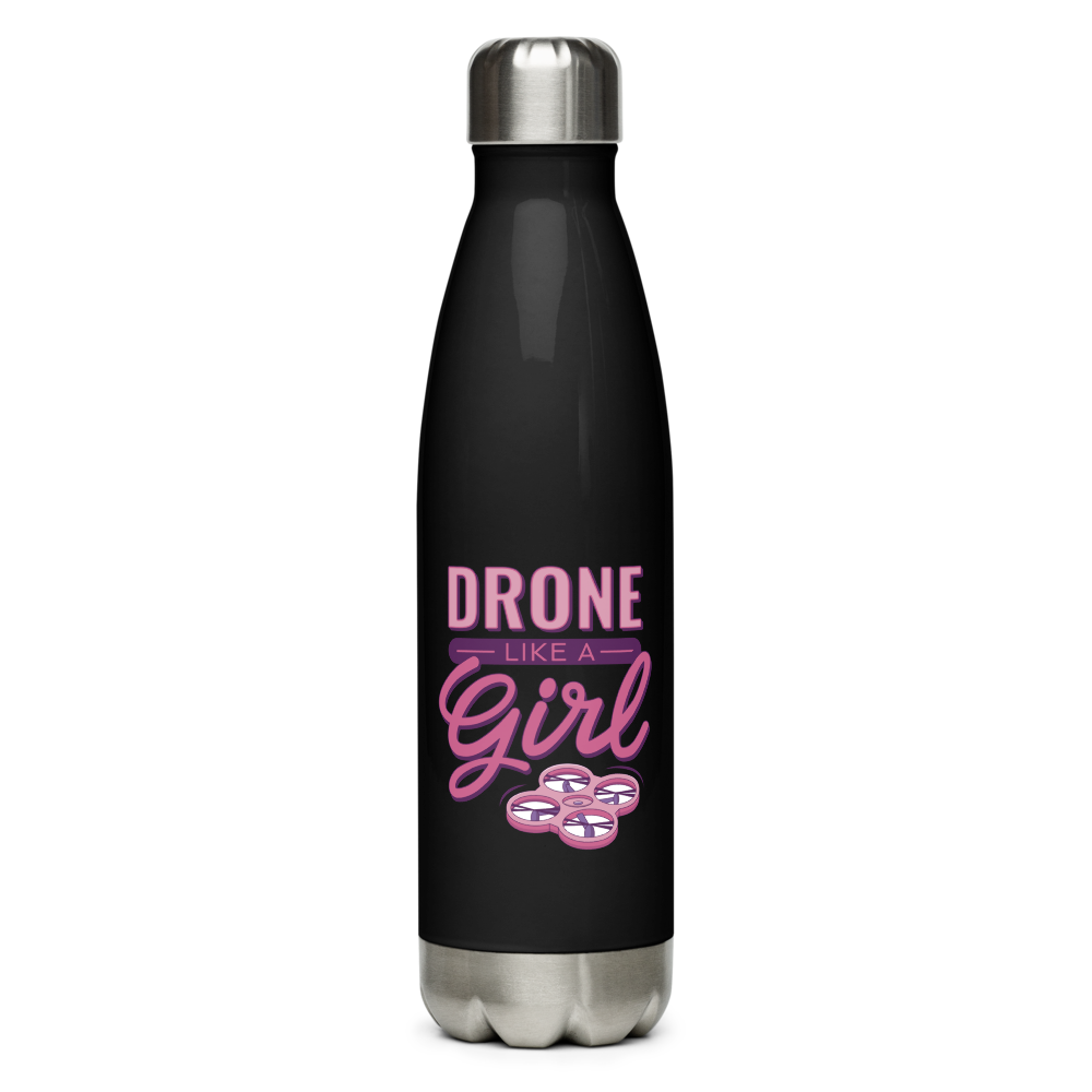 Drone Like A Girl Water Bottle Black