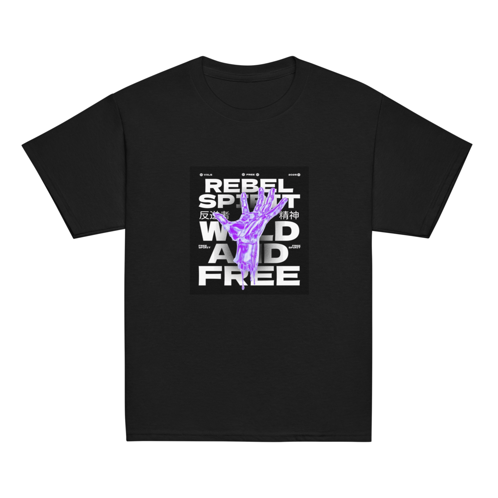 Phantom Glow – Purple Hand Graphic Black T-Shirt