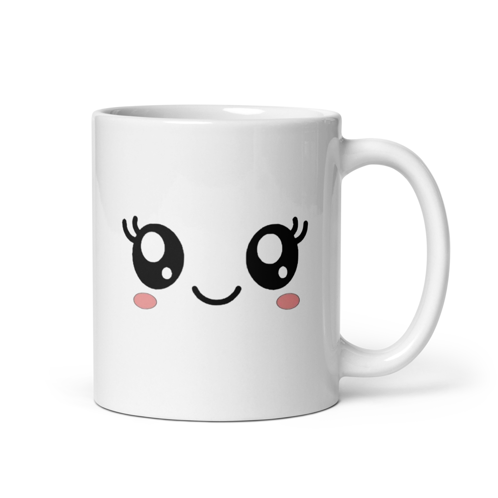 Cute Kawaii Smile White Glossy Mug