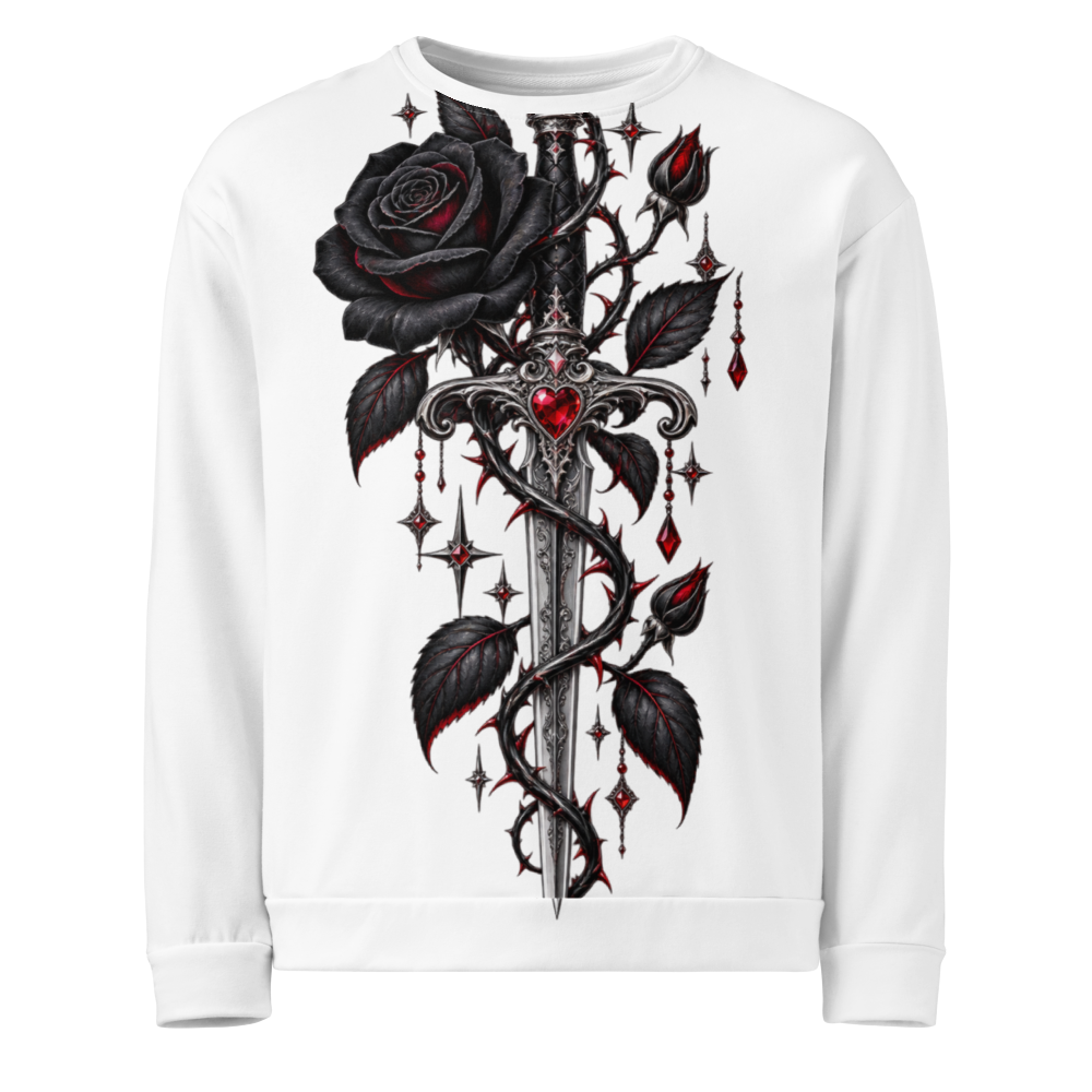 Gothic Black Rose and Dagger Sweatshirt